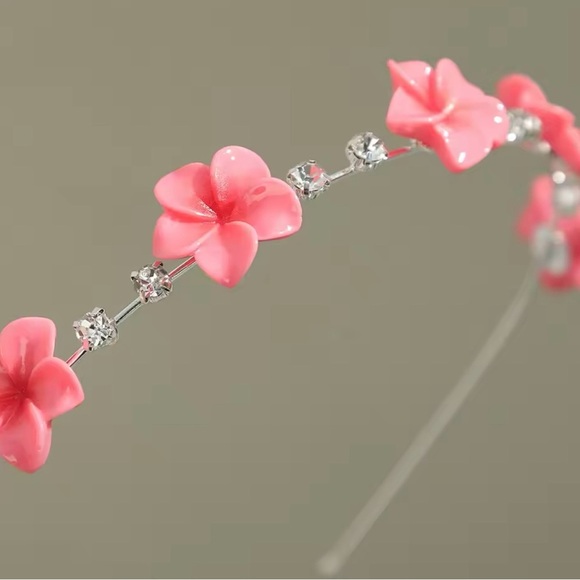 Flower Headband Pink Summer Floral Headband - Picture 3 of 4